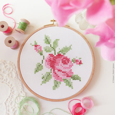 Cross Stitch - Rose - ערכת רקמה 21 ס"מ