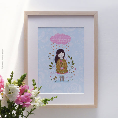 הדפס למסגור - Cloud Raining Hearts