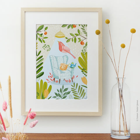 Tea Bird - הדפס למסגור