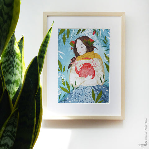 Tea Time Lady - הדפס למסגור