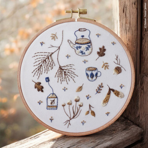 Tea & Leaves ערכת רקמה 21 ס"מ