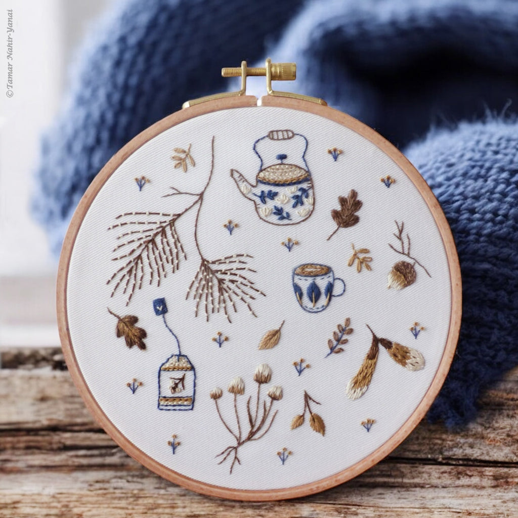 Tea & Leaves ערכת רקמה 21 ס"מ