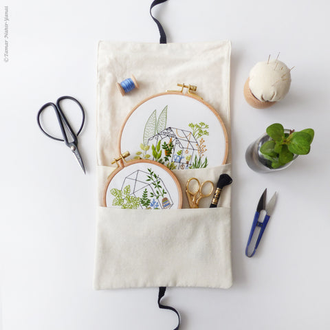 Embroidery To-go Bag - Tools and Vase Pattern