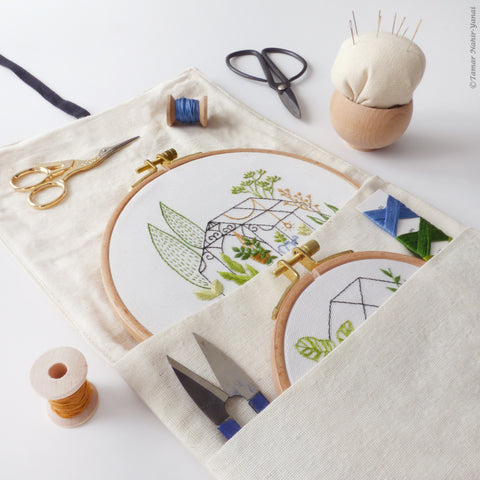 Embroidery To-go Bag - Tools and Vase Pattern