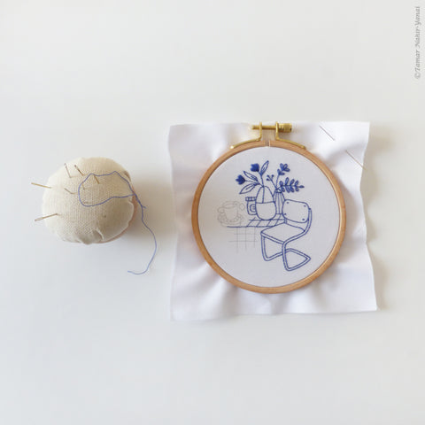Leisurely breakfast in blue