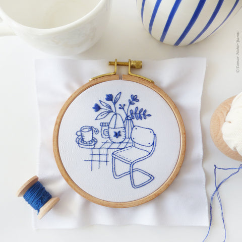 Leisurely breakfast in blue