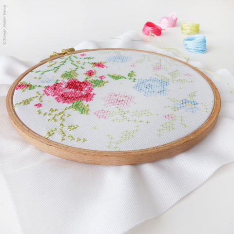 Blue & Pink Roses - ערכת רקמה 21 ס"מ