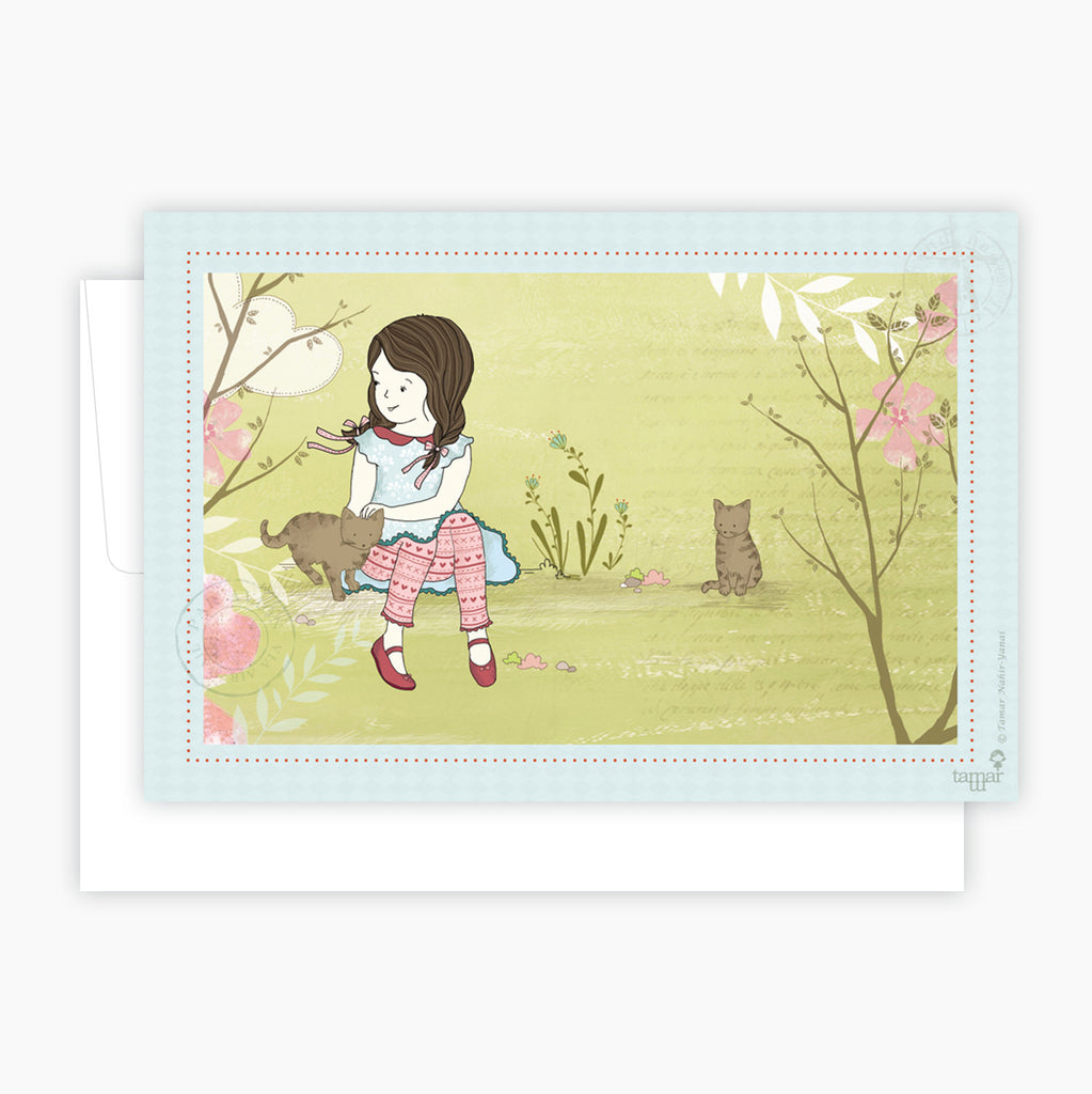 Girl and her Cats Card