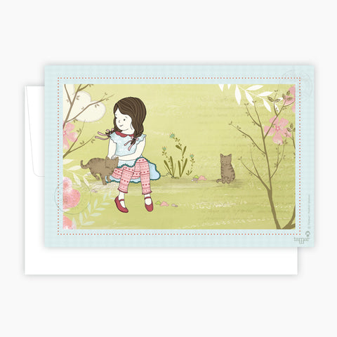Girl and her Cats Card