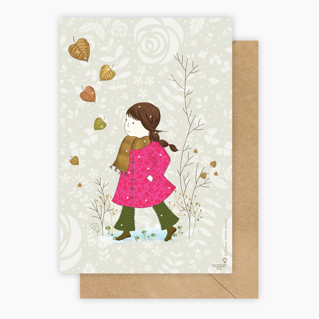 ילדה במעיל ורוד - Love Card