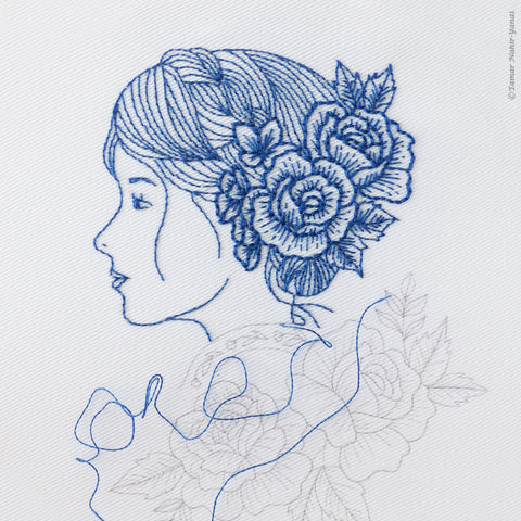 Blue Rose Lady - ערכת רקמה 21 ס"מ